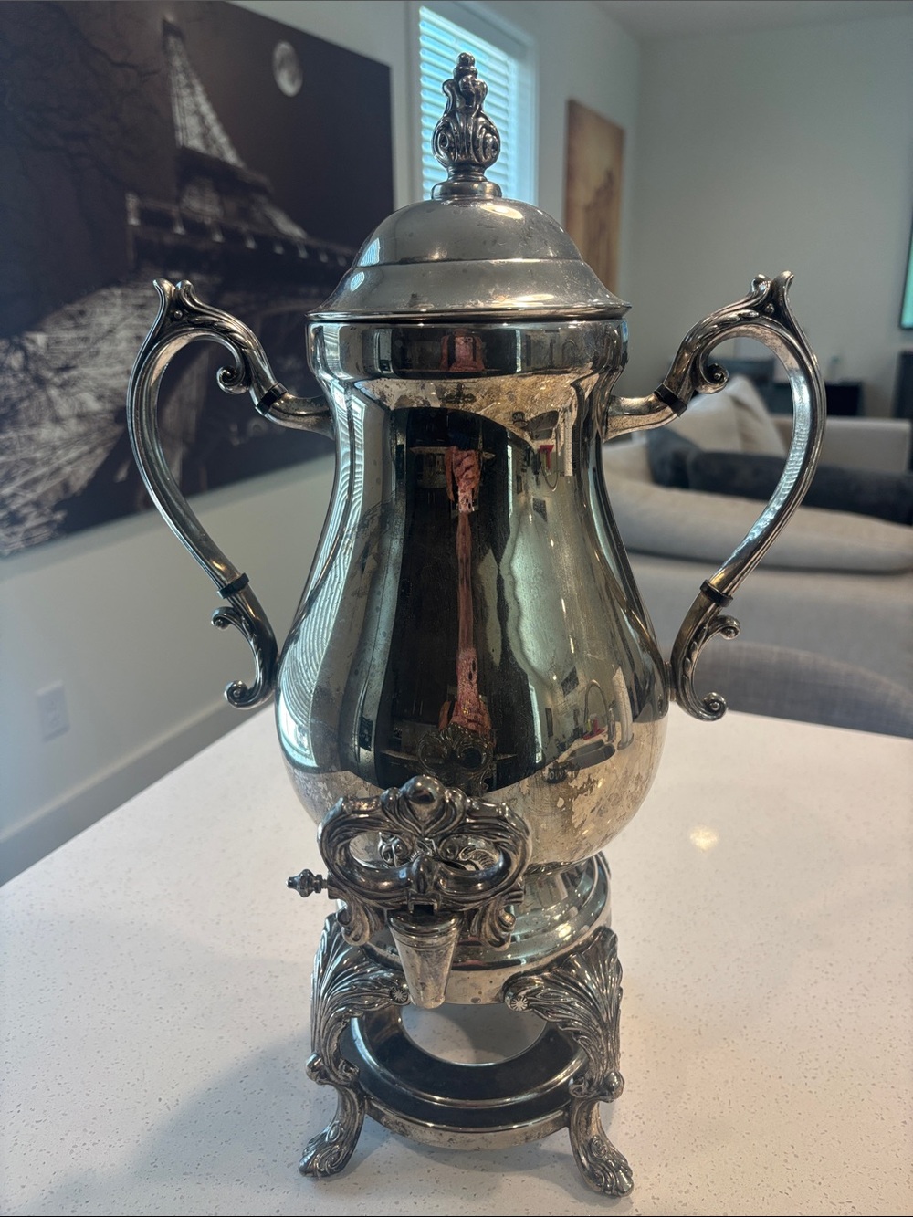 Vintage Ornate Silver-Plated Coffee Urn – Made in Indonesia